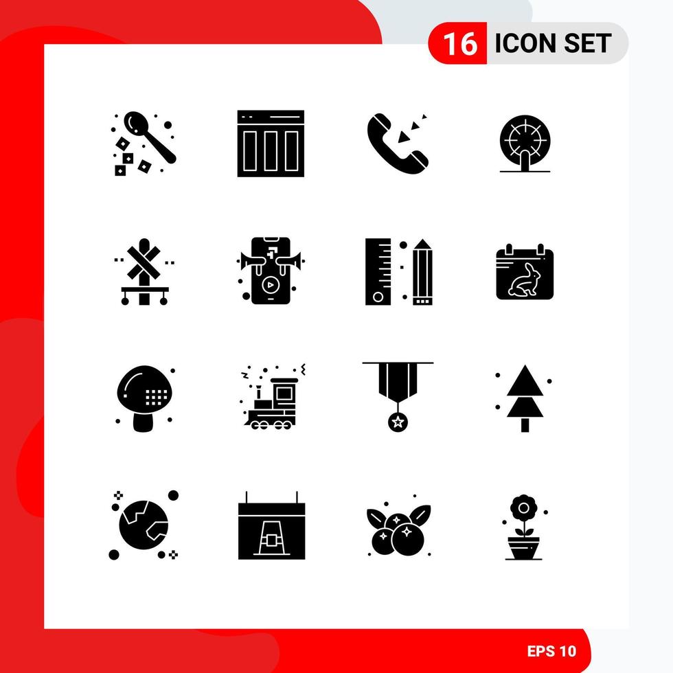 Editable Vector Line Pack of 16 Simple Solid Glyphs of cross ship user boat phone Editable Vector Design Elements