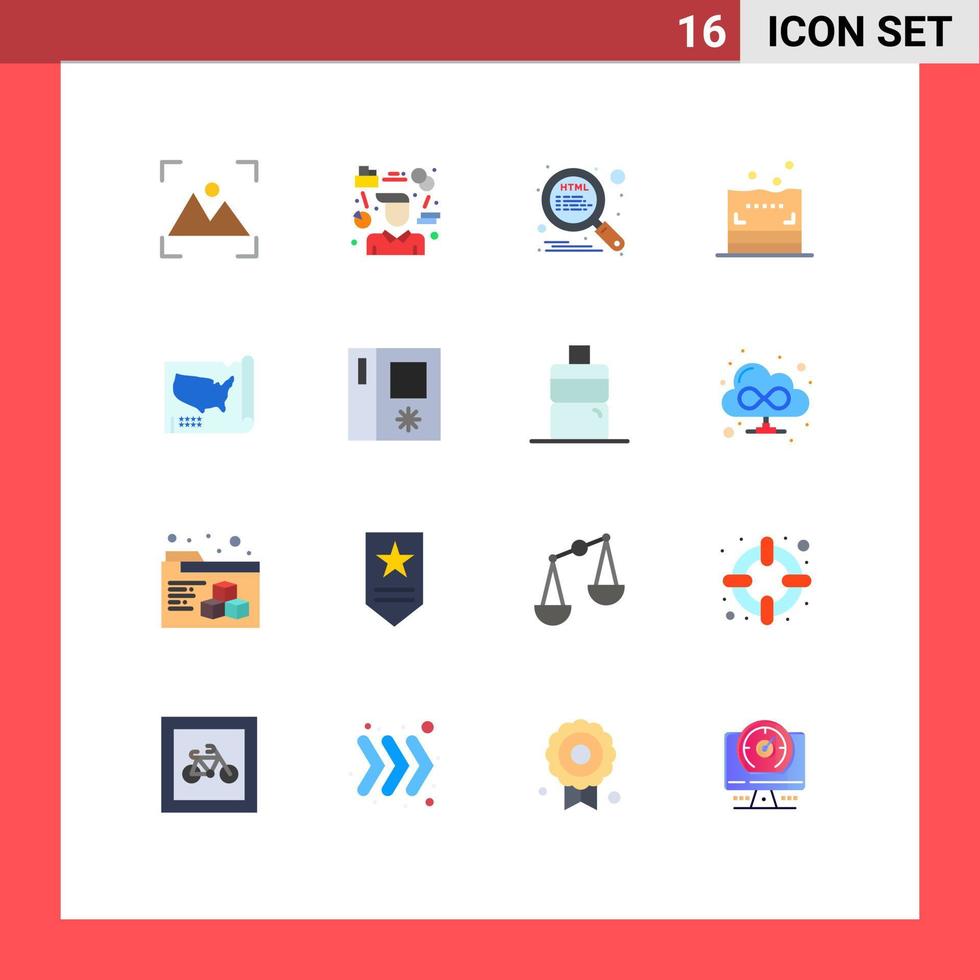 Set of 16 Vector Flat Colors on Grid for states bathroom manager bath seo Editable Pack of Creative Vector Design Elements