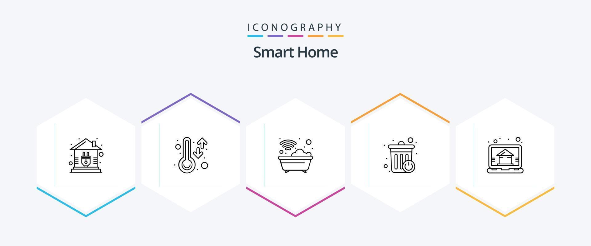 Smart Home 25 Line icon pack including home. recycle bin. bath. basket. washroom vector