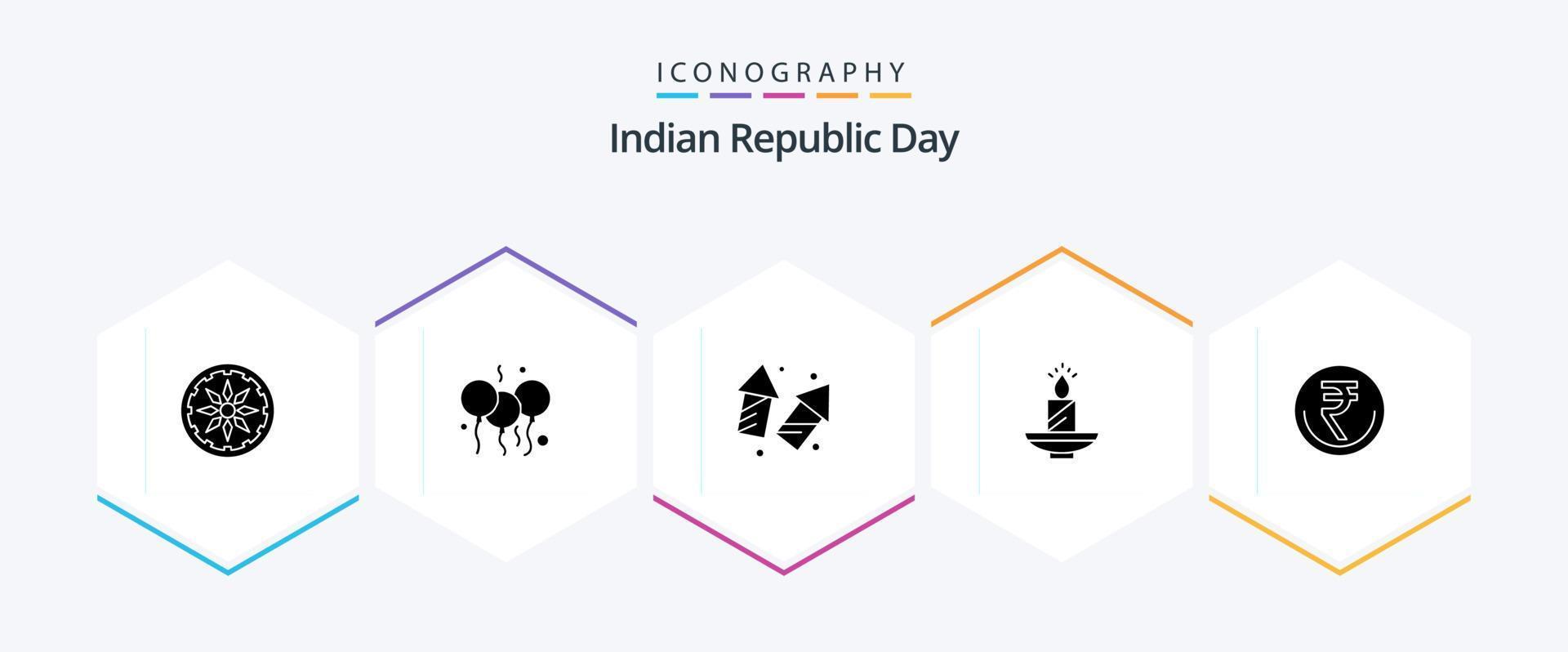 día de la república india 25 paquete de iconos de glifos que incluye lámpara. día de la independencia Navidad. Navidad. Año Nuevo vector