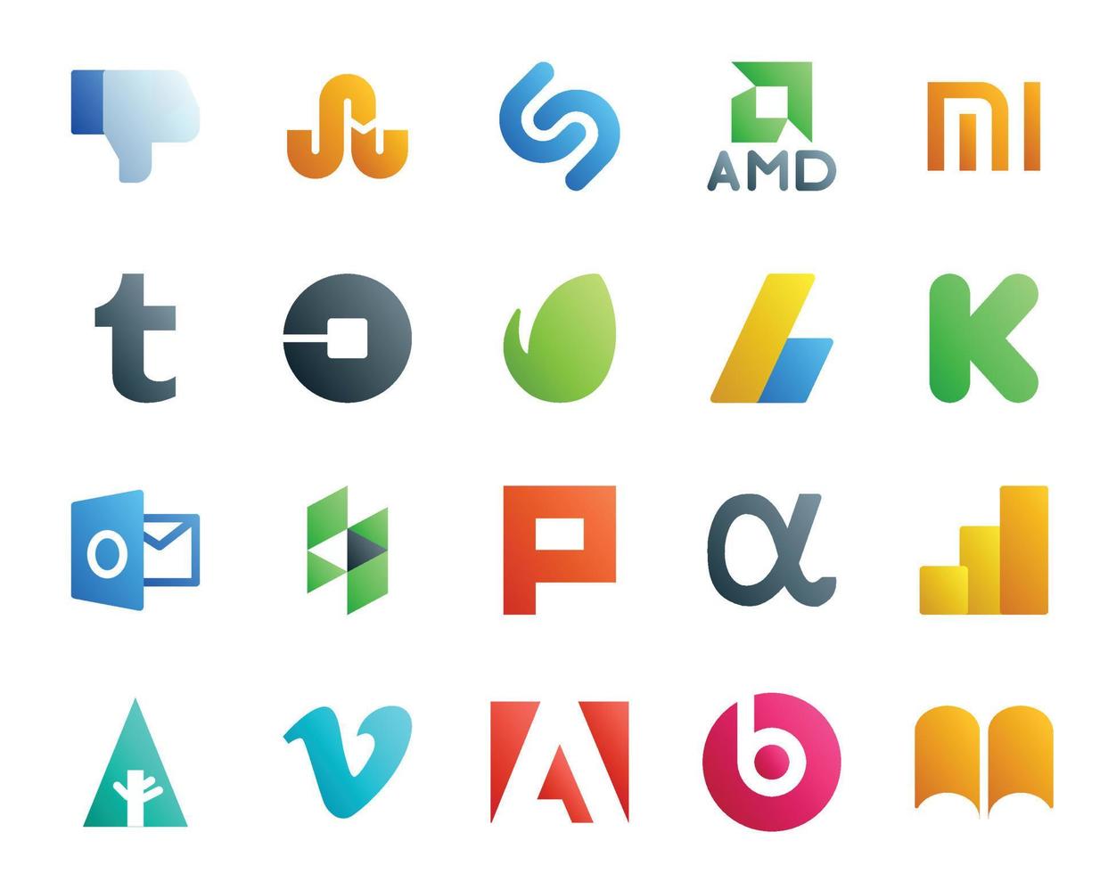 20 Social Media Icon Pack Including google analytics plurk driver houzz kickstarter vector