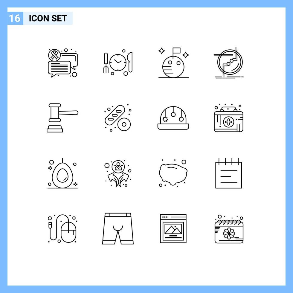 User Interface Pack of 16 Basic Outlines of order court space auction link Editable Vector Design Elements