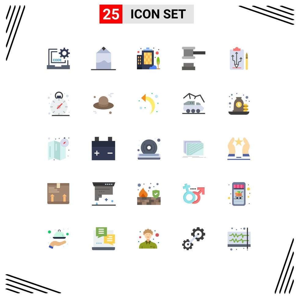 Pictogram Set of 25 Simple Flat Colors of strategy head building tools hammer Editable Vector Design Elements