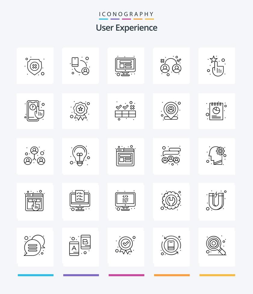 Creative User Experience 25 OutLine icon pack  Such As interface. social media. computer. user. experience vector
