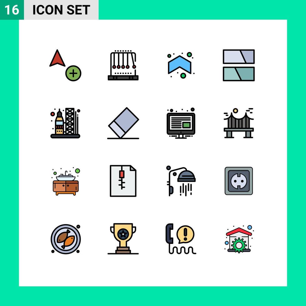 Flat Color Filled Line Pack of 16 Universal Symbols of transportation launch arrows layout frame Editable Creative Vector Design Elements