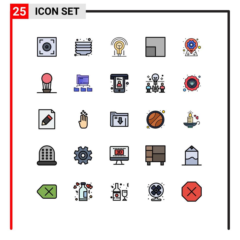 grupo de símbolos de iconos universales de 25 colores planos modernos de línea llena de opciones de aire elementos de diseño vectorial editables de equipo de ubicación ligera vector