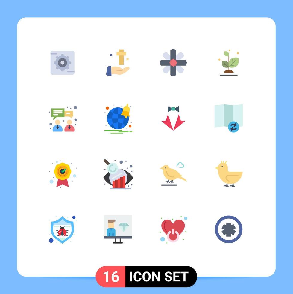 paquete de iconos de vectores de stock de 16 signos y símbolos de línea para el éxito del chat planta de crecimiento de flores paquete editable de elementos creativos de diseño de vectores