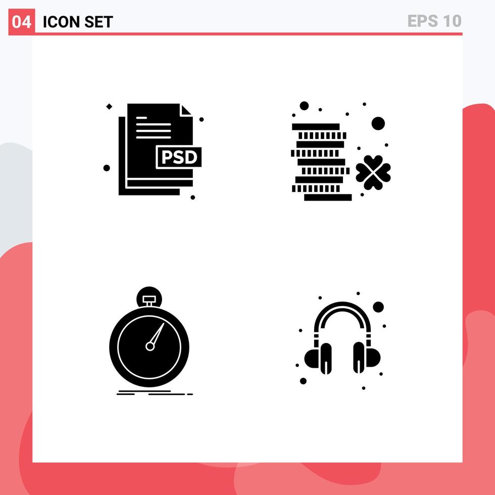 Modern Set of 4 Solid Glyphs Pictograph of creative patrick file ireland fast Editable Vector Design Elements