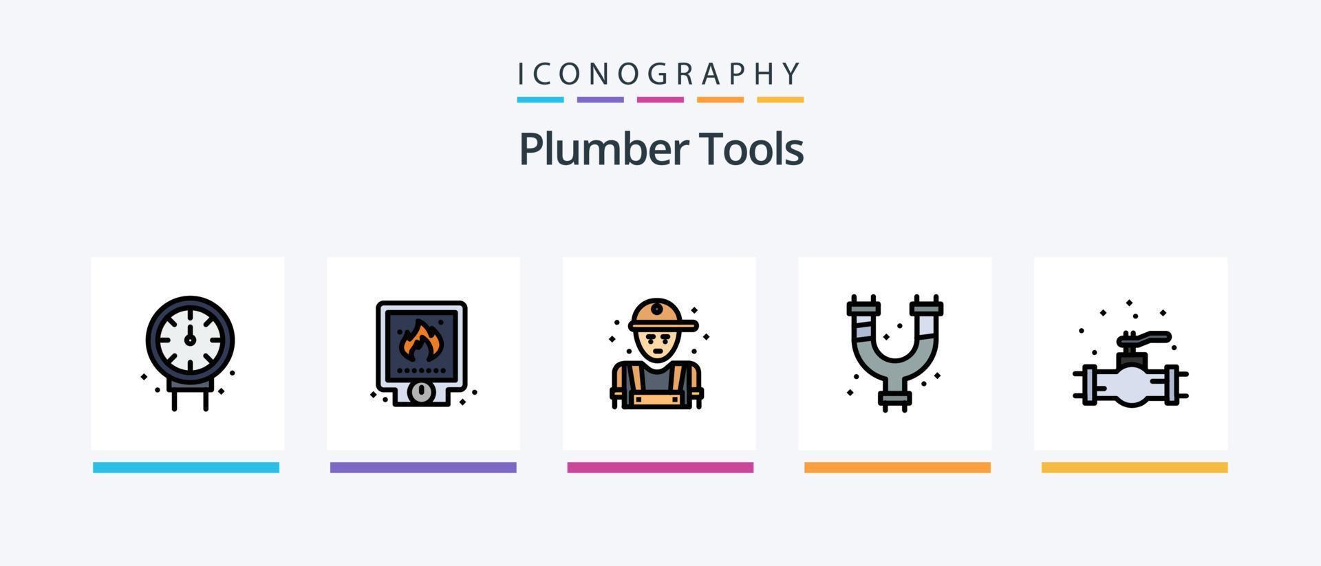 Plumber Line Filled 5 Icon Pack Including mechanical. plumbing. mechanical. plumber. extractor. Creative Icons Design vector