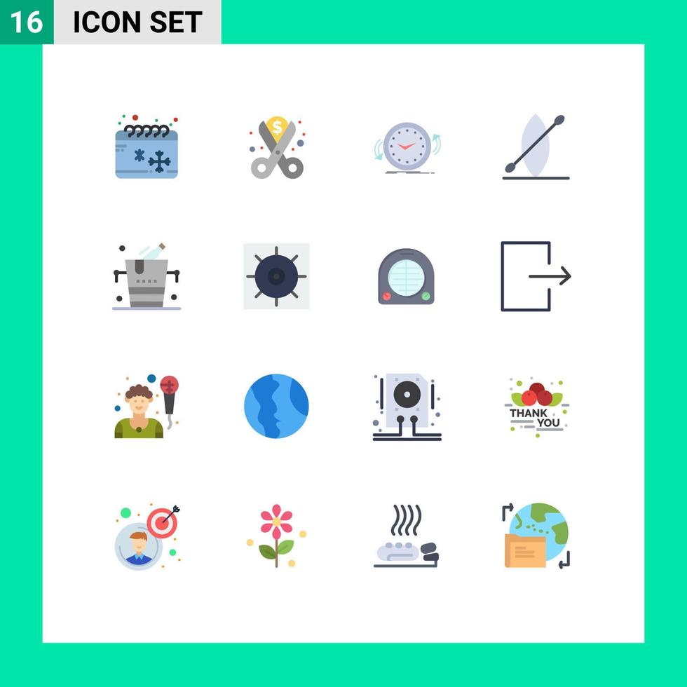 Set of 16 Vector Flat Colors on Grid for bucket boat spending beach counter Editable Pack of Creative Vector Design Elements
