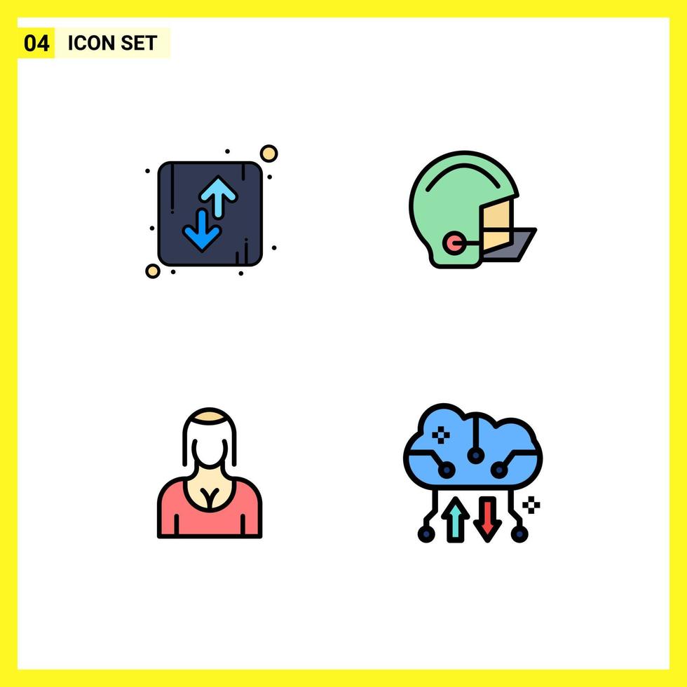 Stock Vector Icon Pack of 4 Line Signs and Symbols for arrow protective orientation equipment avatar Editable Vector Design Elements