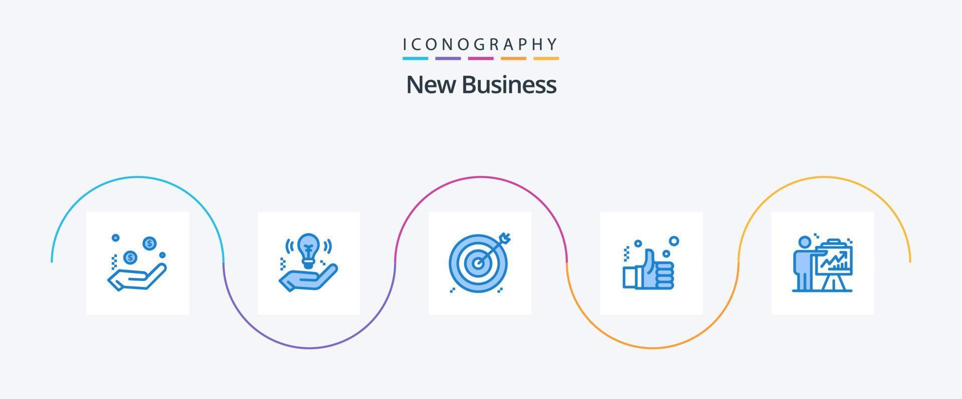 nuevo paquete de iconos business blue 5 que incluye la solución. mano. apuntar. dedo. objetivo vector