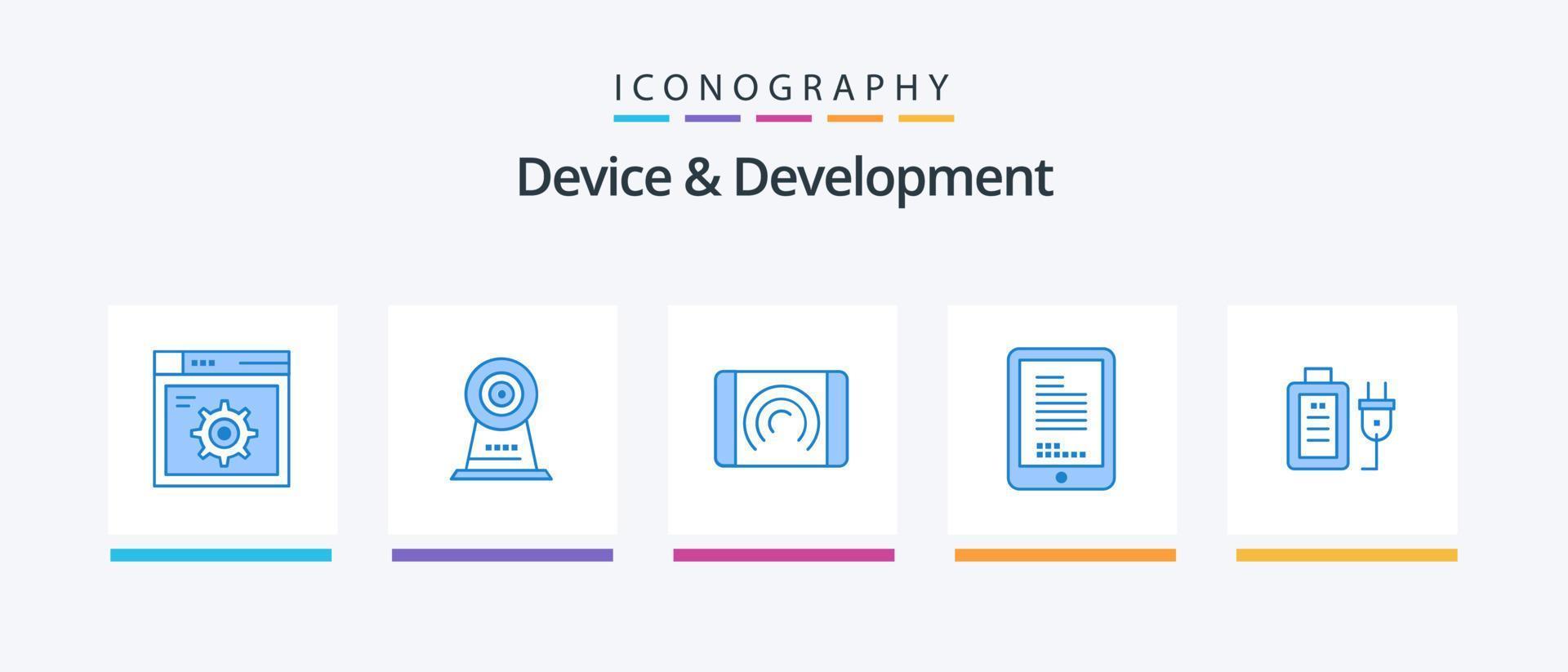 Device And Development Blue 5 Icon Pack Including charge. cell. interaction. hardware. mobile. Creative Icons Design vector