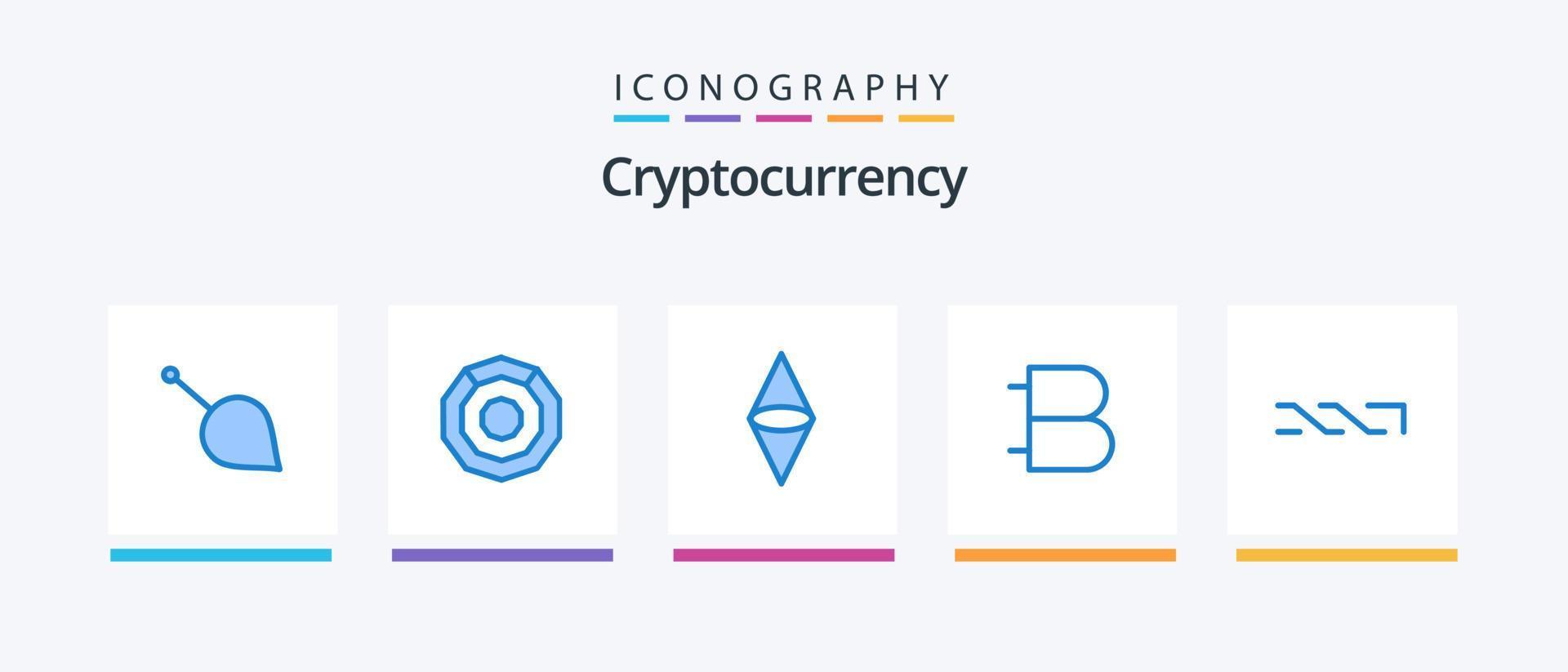 paquete de iconos de criptomoneda azul 5 que incluye moneda. cripto. moneda criptográfica. moneda. dinero. diseño de iconos creativos vector