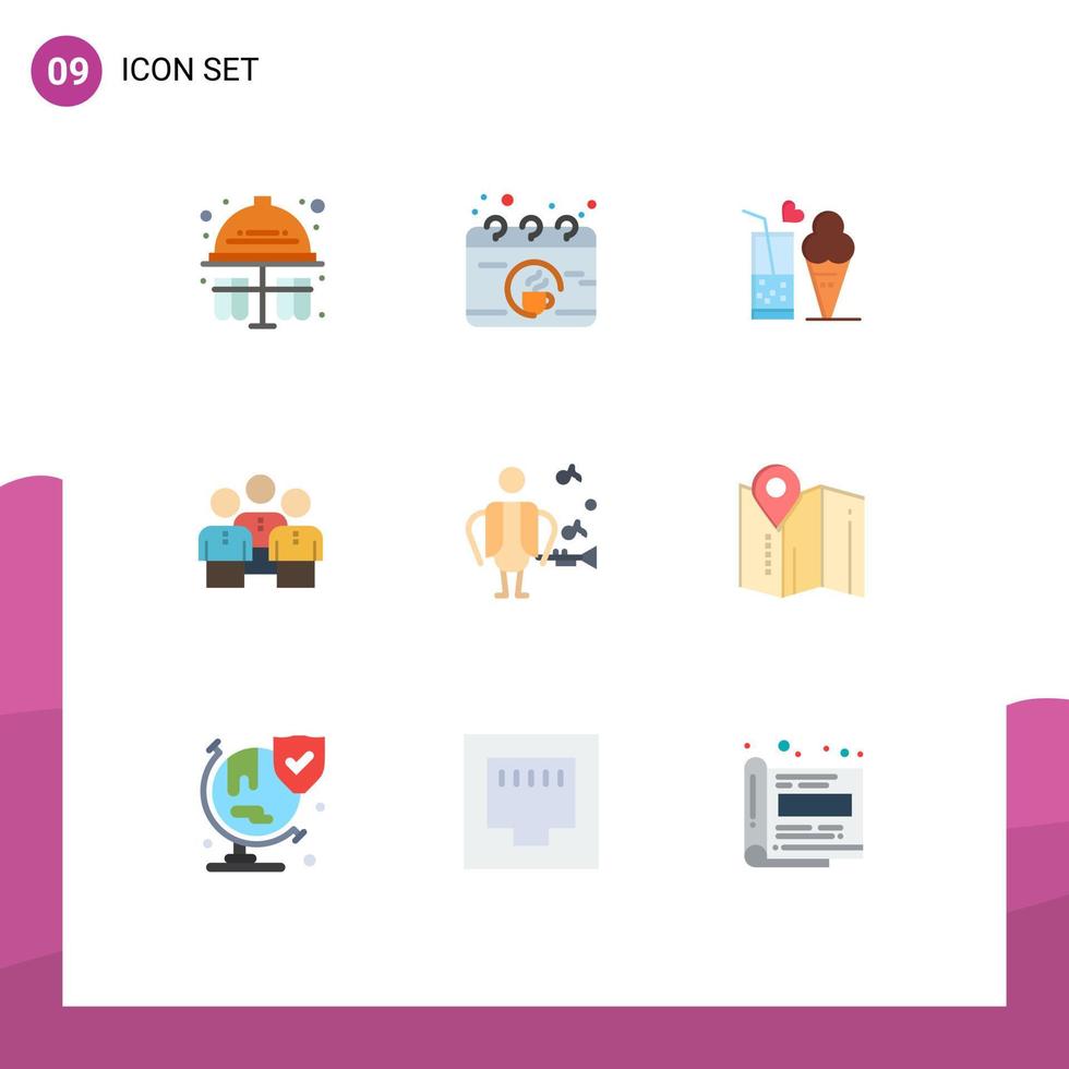 9 Creative Icons Modern Signs and Symbols of protection group food business cone Editable Vector Design Elements