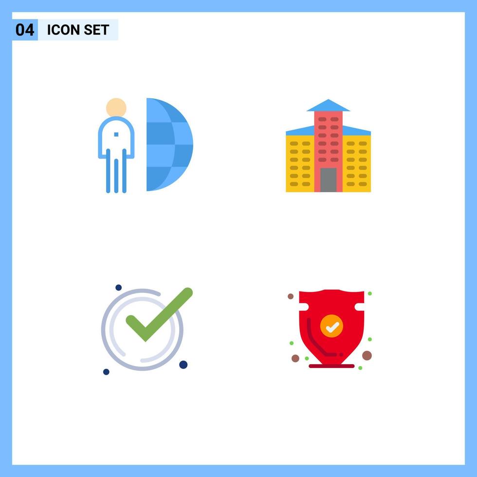 Group of 4 Flat Icons Signs and Symbols for freelance good person city acknowledge Editable Vector Design Elements