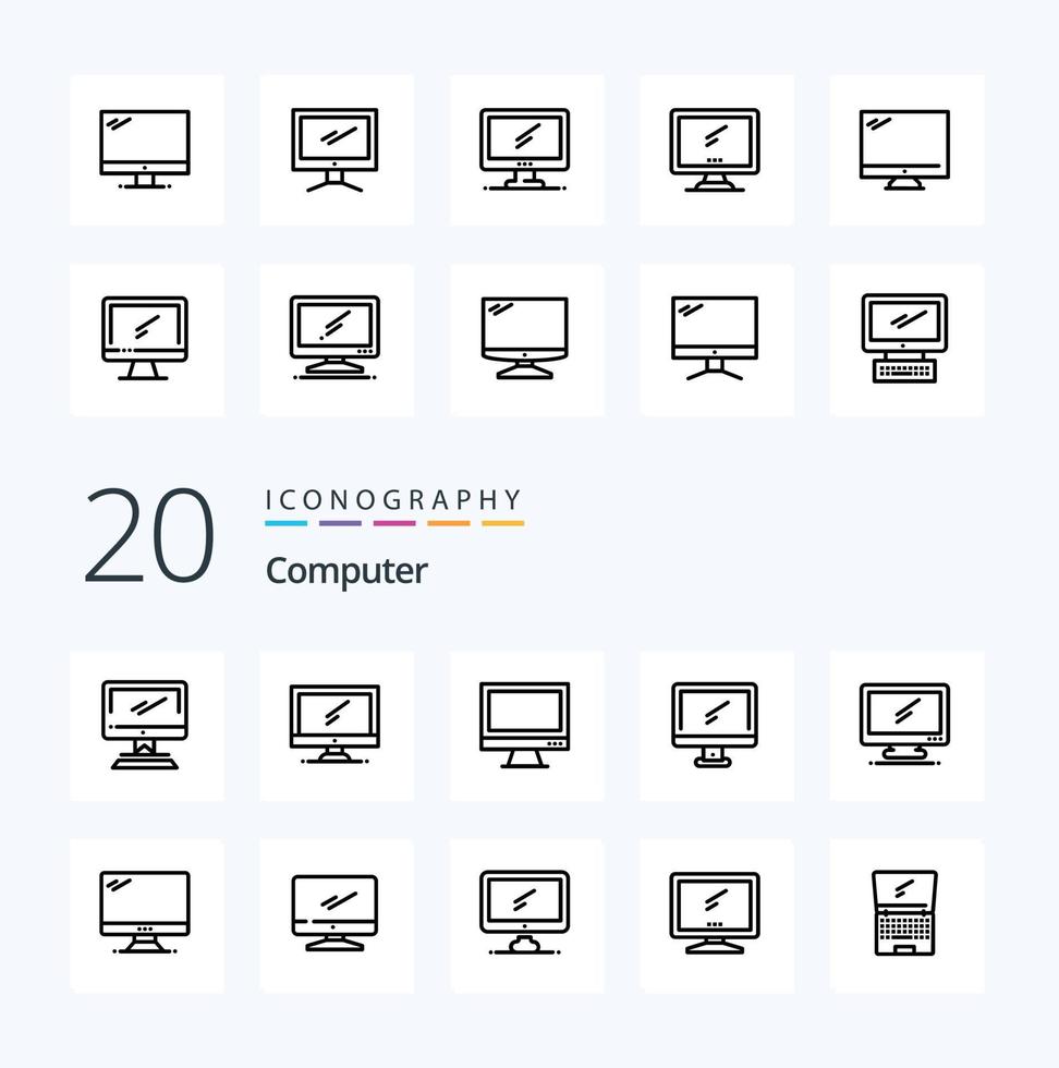 20 Computer Line icon Pack like  laptop vector