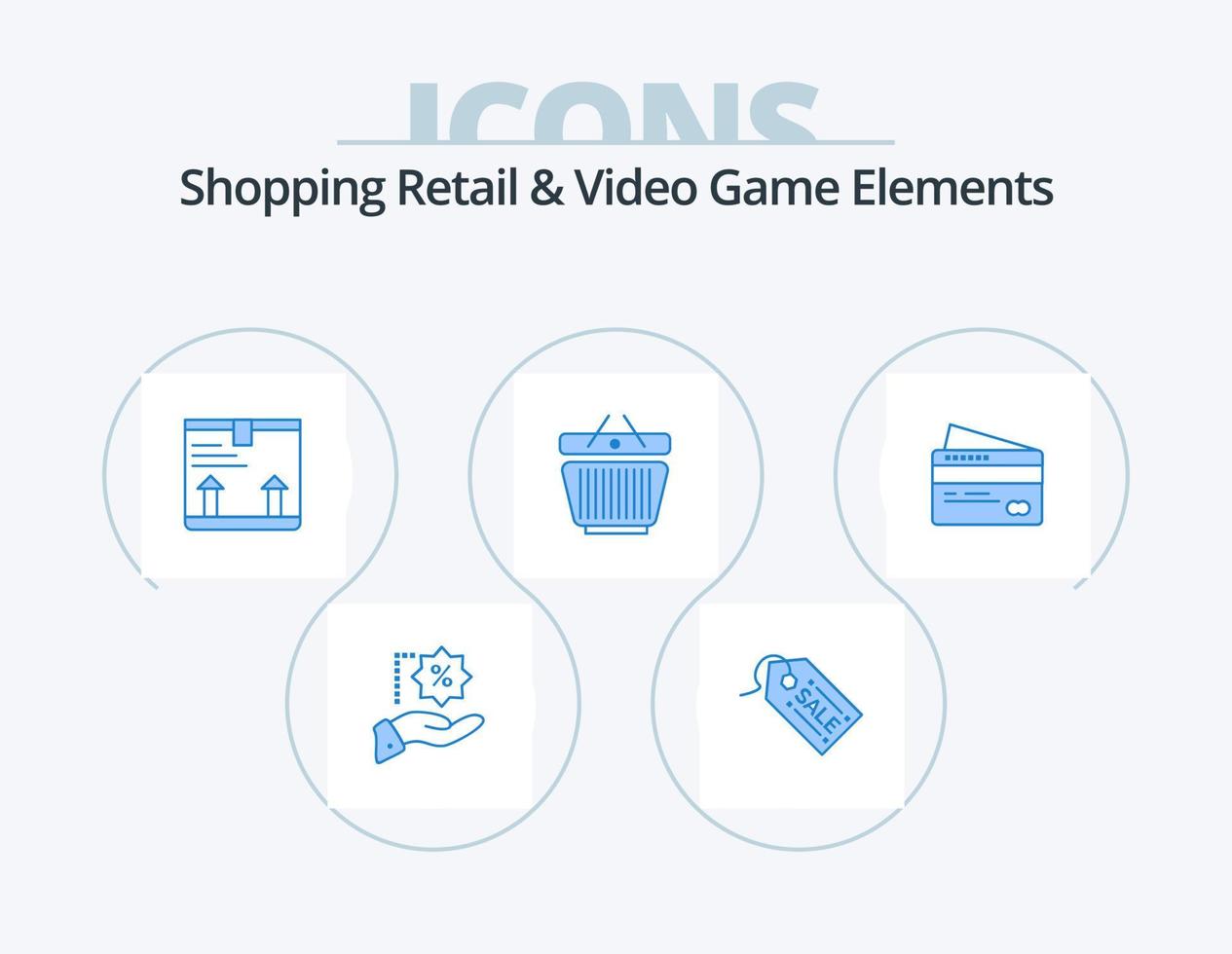 Shoping Retail And Video Game Elements Blue Icon Pack 5 Icon Design. credit. cart. deliver. shopping. basket vector