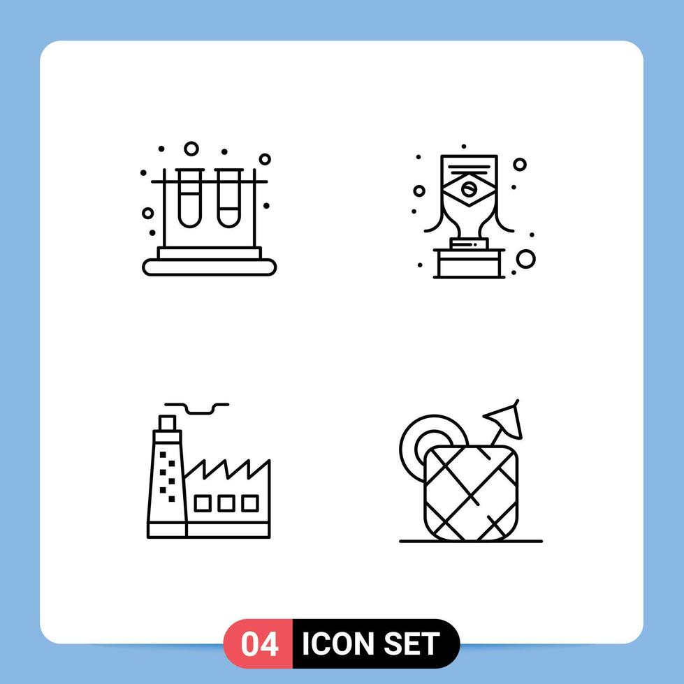 Universal Icon Symbols Group of 4 Modern Filledline Flat Colors of school factory education trophy industrey Editable Vector Design Elements