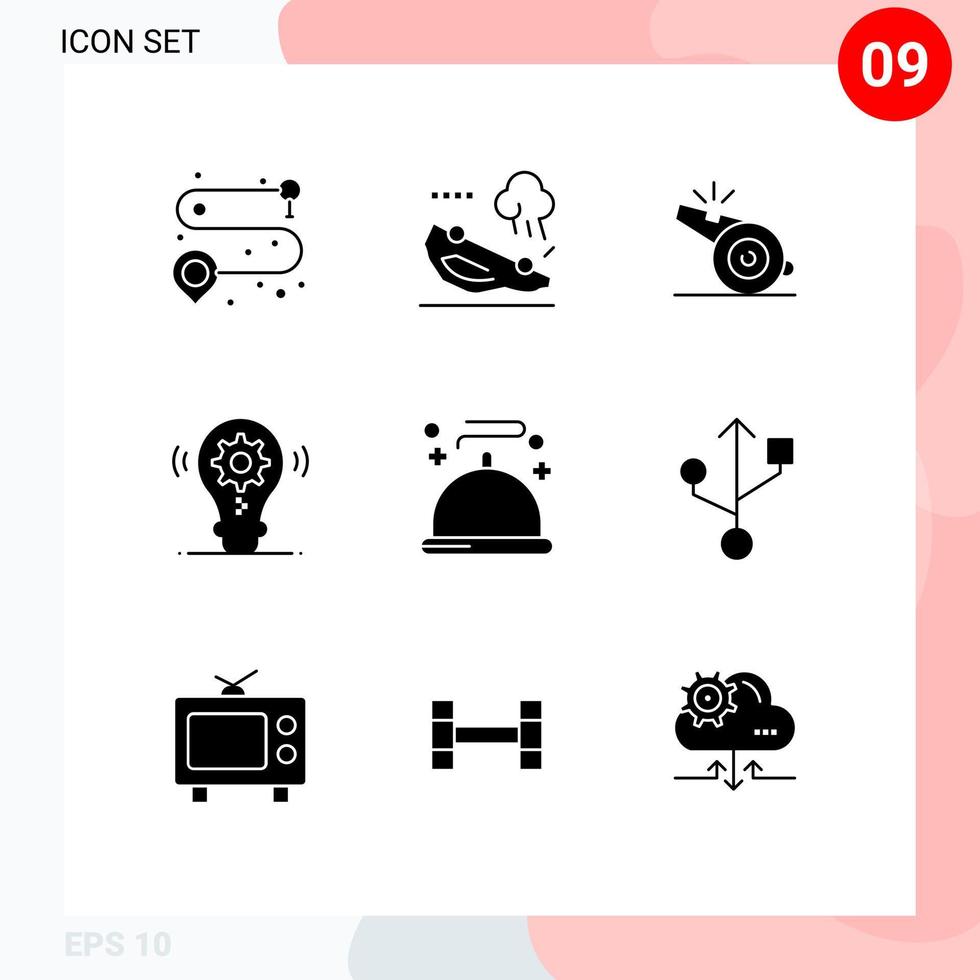 9 Universal Solid Glyph Signs Symbols of restaurant food referee setting idea Editable Vector Design Elements