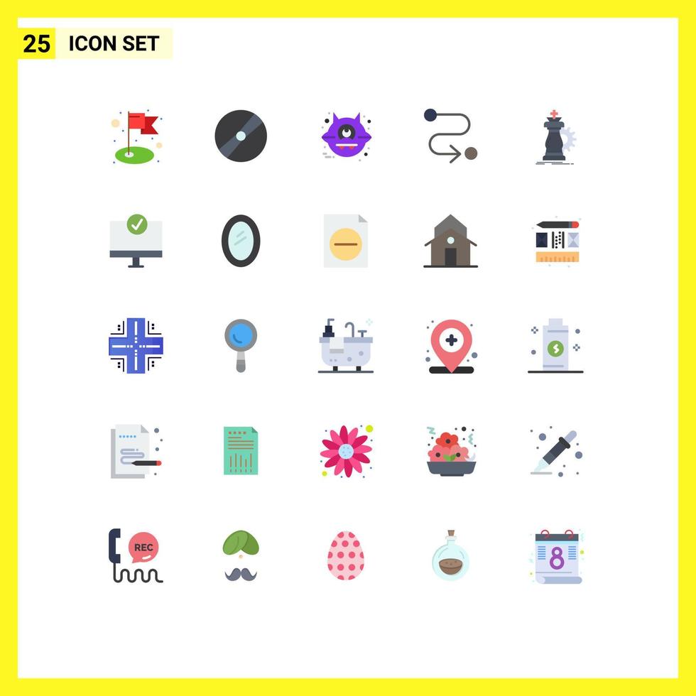 25 Thematic Vector Flat Colors and Editable Symbols of knight chess animal strategy road Editable Vector Design Elements