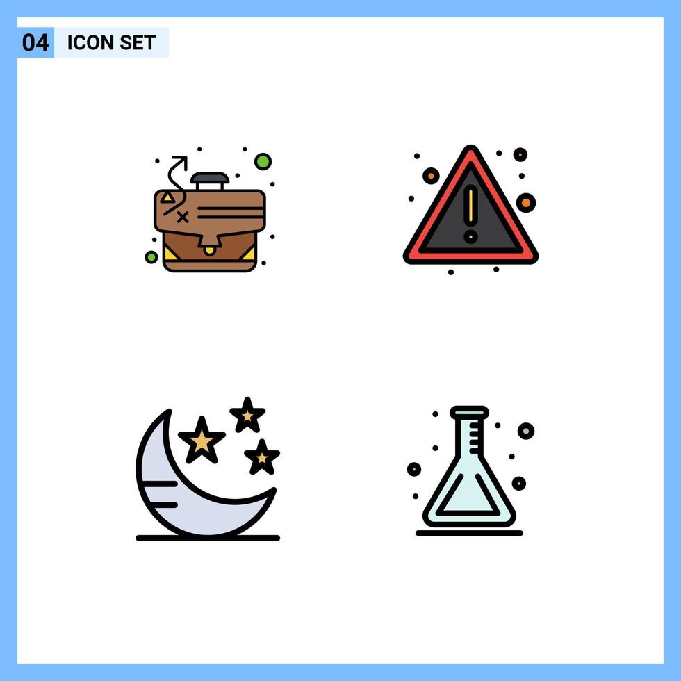 4 Universal Filledline Flat Color Signs Symbols of path night case risk star Editable Vector Design Elements