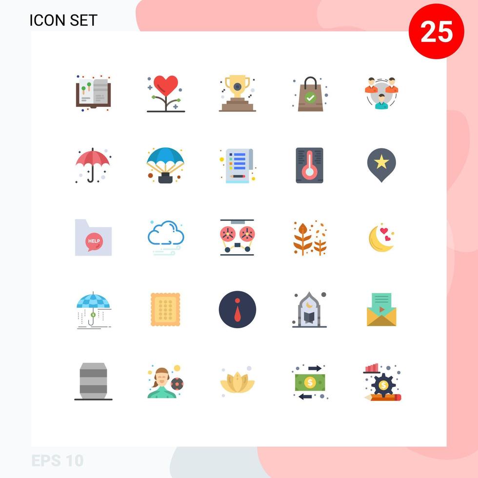 25 Flat Color concept for Websites Mobile and Apps communication team medicine shopping bag hand bag Editable Vector Design Elements