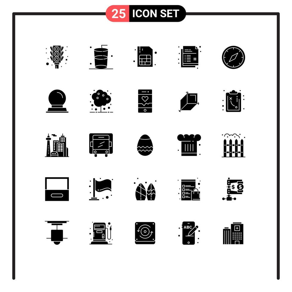 Stock Vector Icon Pack of 25 Line Signs and Symbols for location direction mobile compass drawing Editable Vector Design Elements