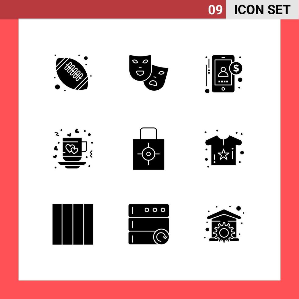 Set of 9 Modern UI Icons Symbols Signs for key tea accountant love coffee Editable Vector Design Elements