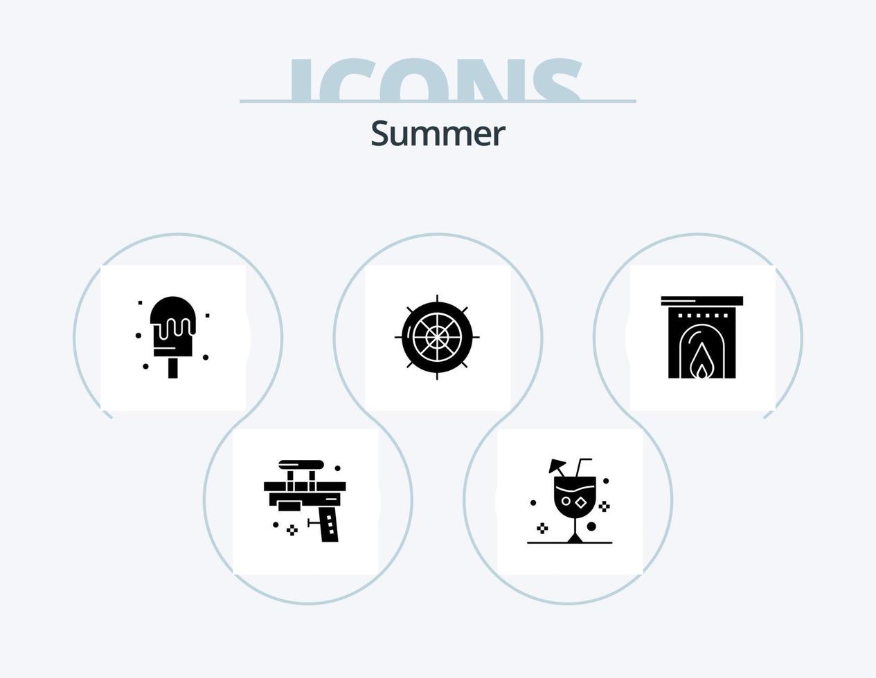 Summer Glyph Icon Pack 5 Icon Design. travel. sea. drink. navigation. summer vector