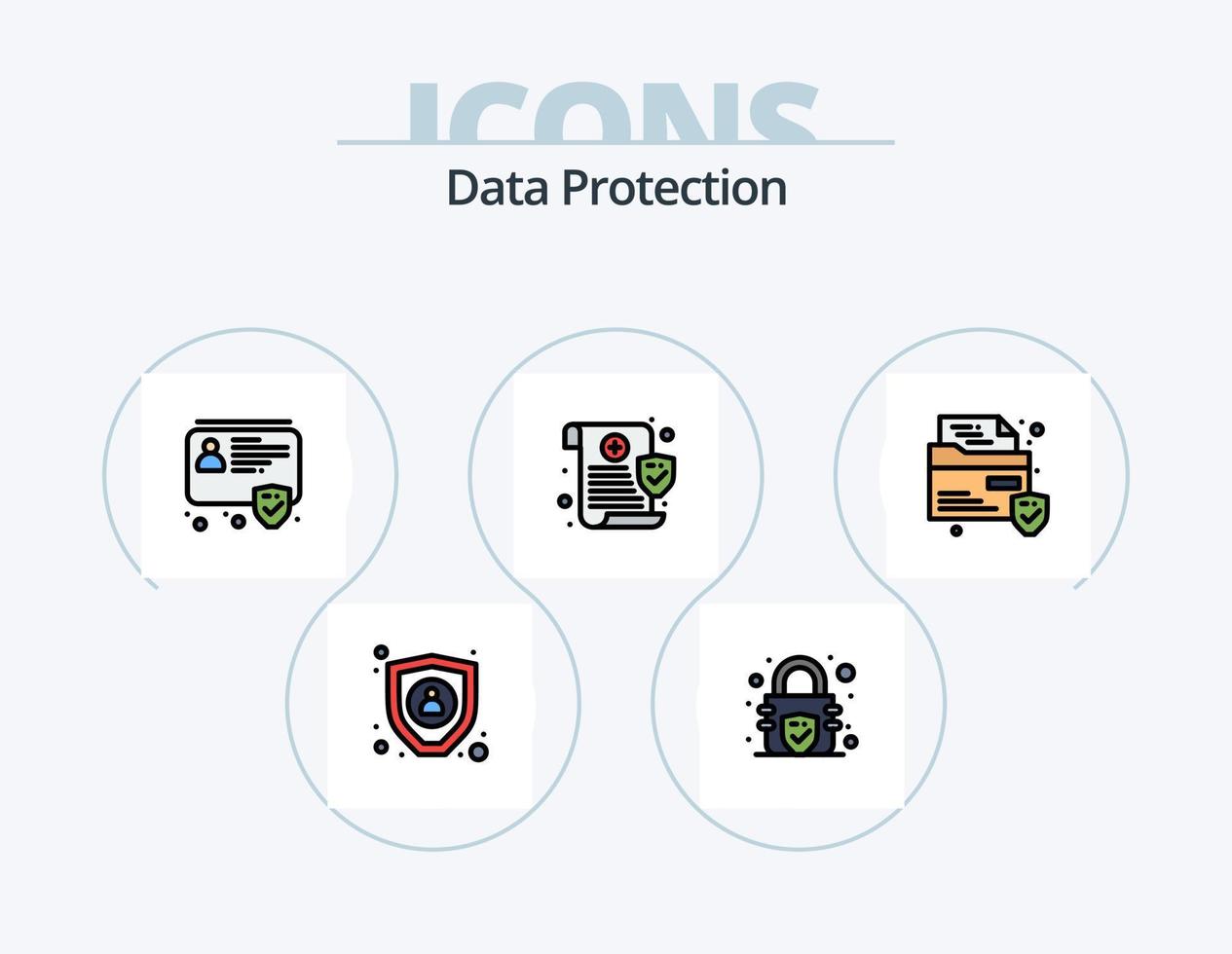 paquete de iconos lleno de línea de protección de datos 5 diseño de iconos. interfaz. aplicación seguridad. acción. seguridad vector