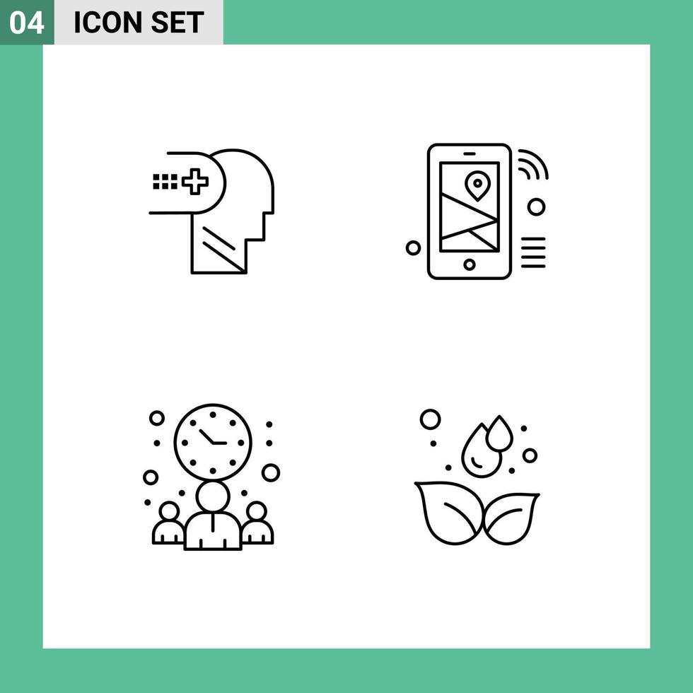 Universal Icon Symbols Group of 4 Modern Filledline Flat Colors of health businessman mind location office Editable Vector Design Elements