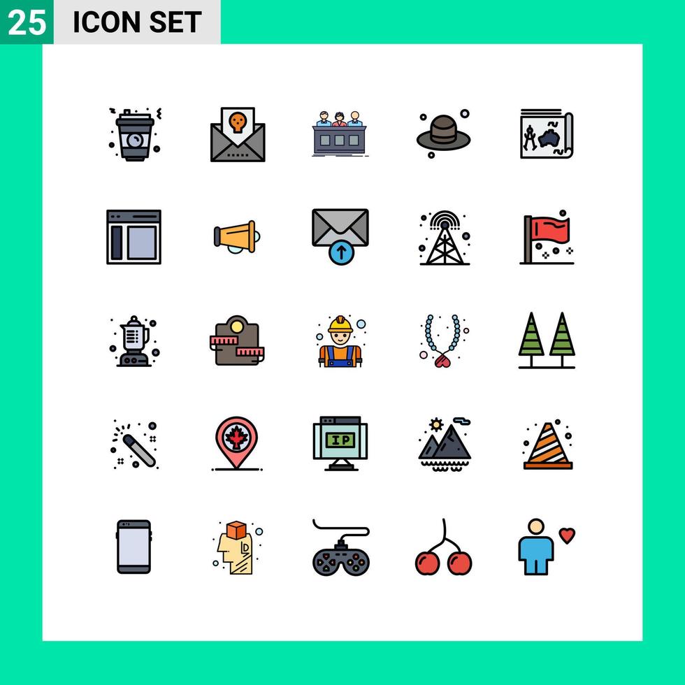 paquete de iconos vectoriales de stock de 25 signos y símbolos de línea para elementos de diseño vectorial editables del juez de ala de correo del día del mapa vector