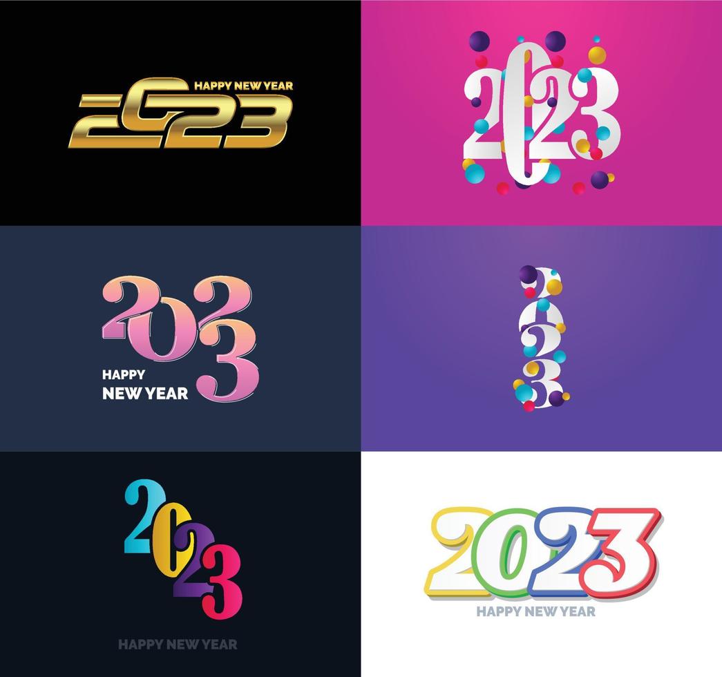 Big Collection of 2023 Happy New Year symbols Cover of business diary for 2023 with wishes vector