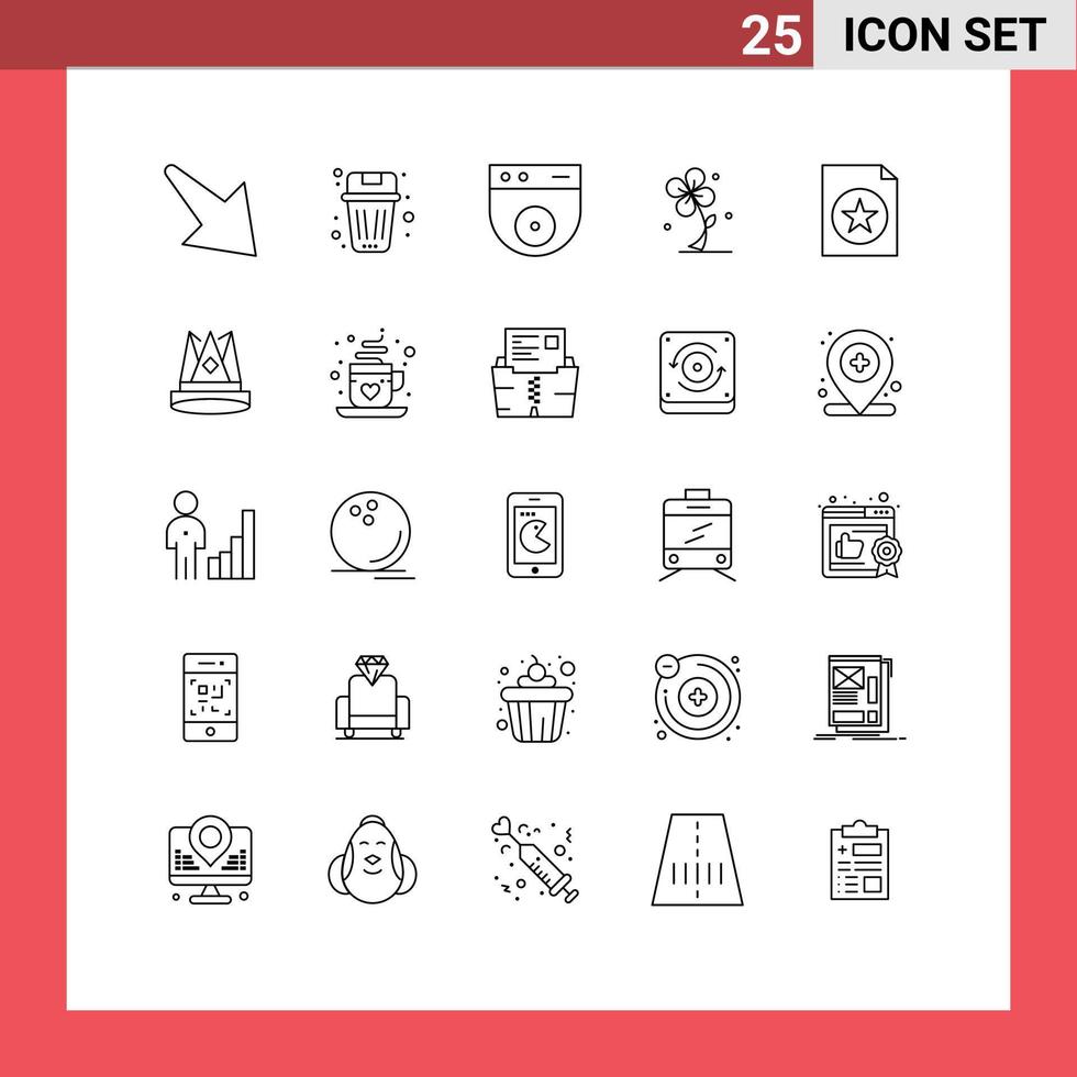 Universal Icon Symbols Group of 25 Modern Lines of favorite spring cam nature floral Editable Vector Design Elements