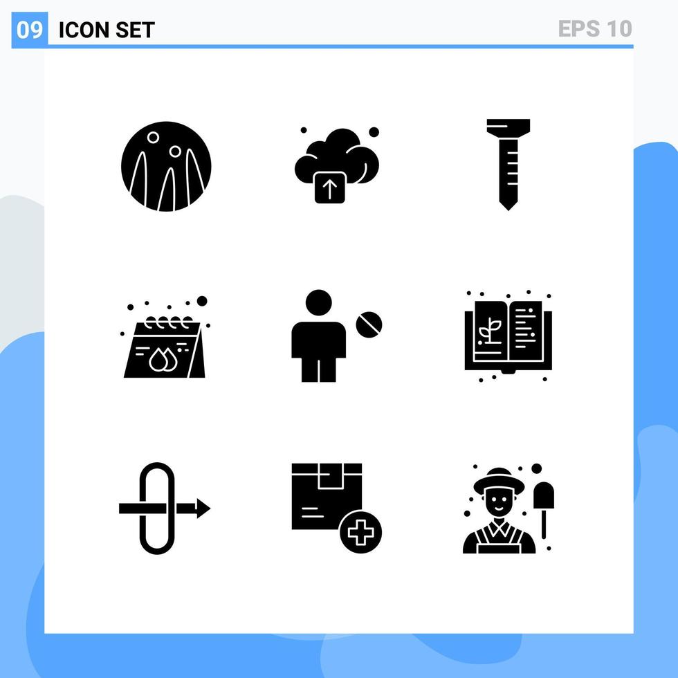 Set of 9 Modern UI Icons Symbols Signs for human body advertisement blocked product Editable Vector Design Elements