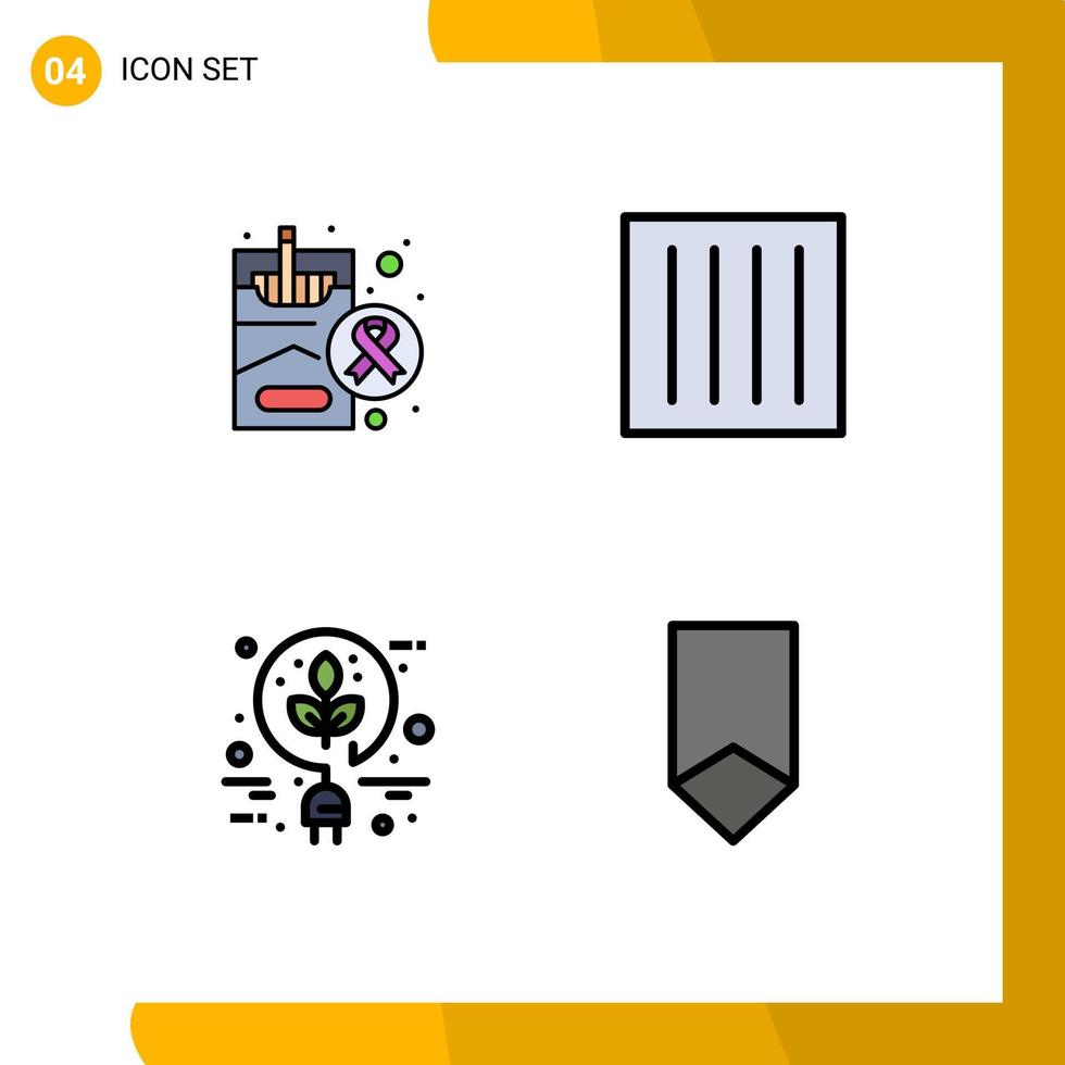 4 Thematic Vector Filledline Flat Colors and Editable Symbols of cigarette bio smoking drip dry energy Editable Vector Design Elements