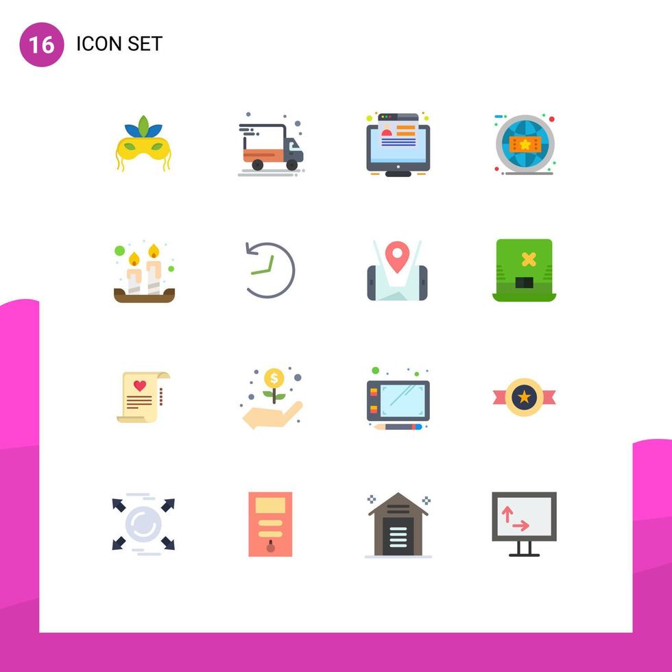 Flat Color Pack of 16 Universal Symbols of spring candles marketing online branding Editable Pack of Creative Vector Design Elements