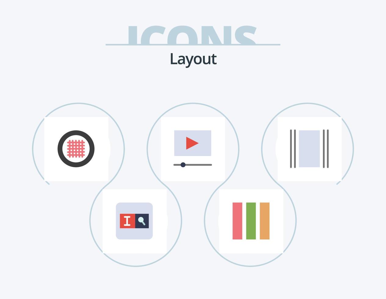 Layout Flat Icon Pack 5 Icon Design. . horizontal. line. flow. player vector