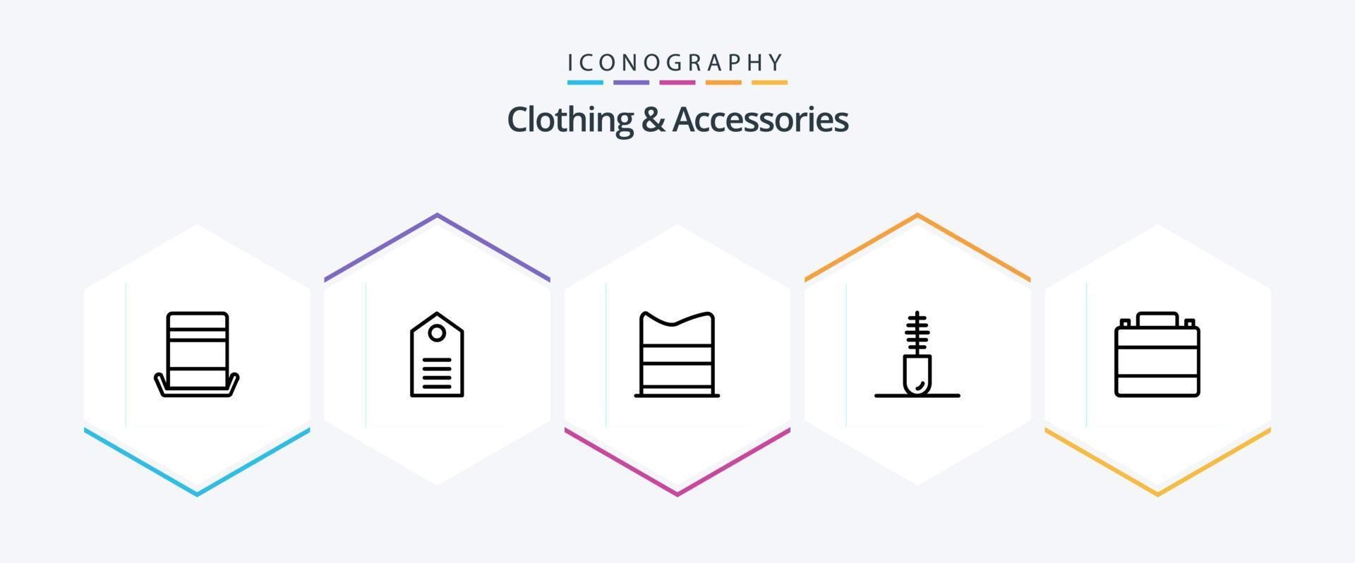 Paquete de iconos de 25 líneas de ropa y accesorios que incluye accesorios. moda. tener puesto. ropa. web vector