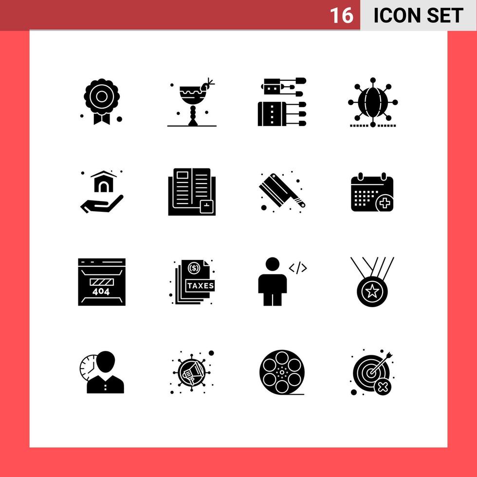 16 Creative Icons Modern Signs and Symbols of building business chinese network globe Editable Vector Design Elements