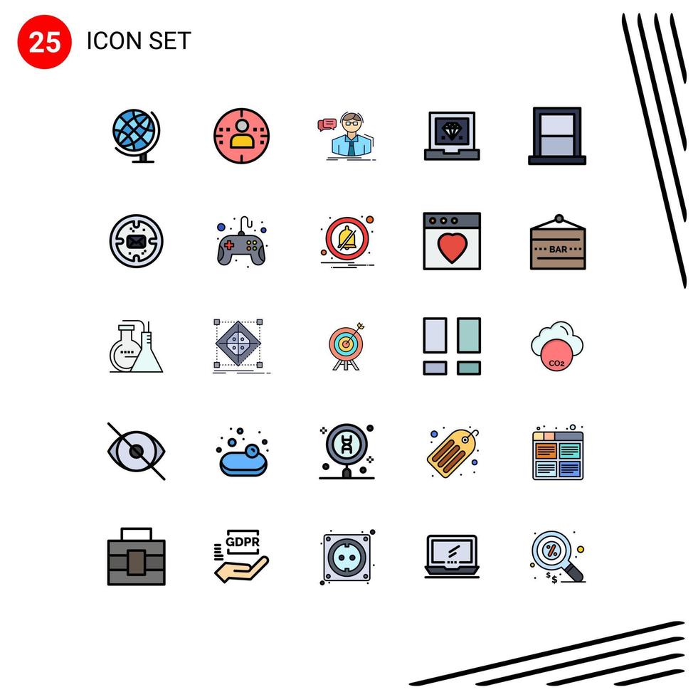 25 Filled line Flat Color concept for Websites Mobile and Apps furniture appliances scientist programming develop Editable Vector Design Elements