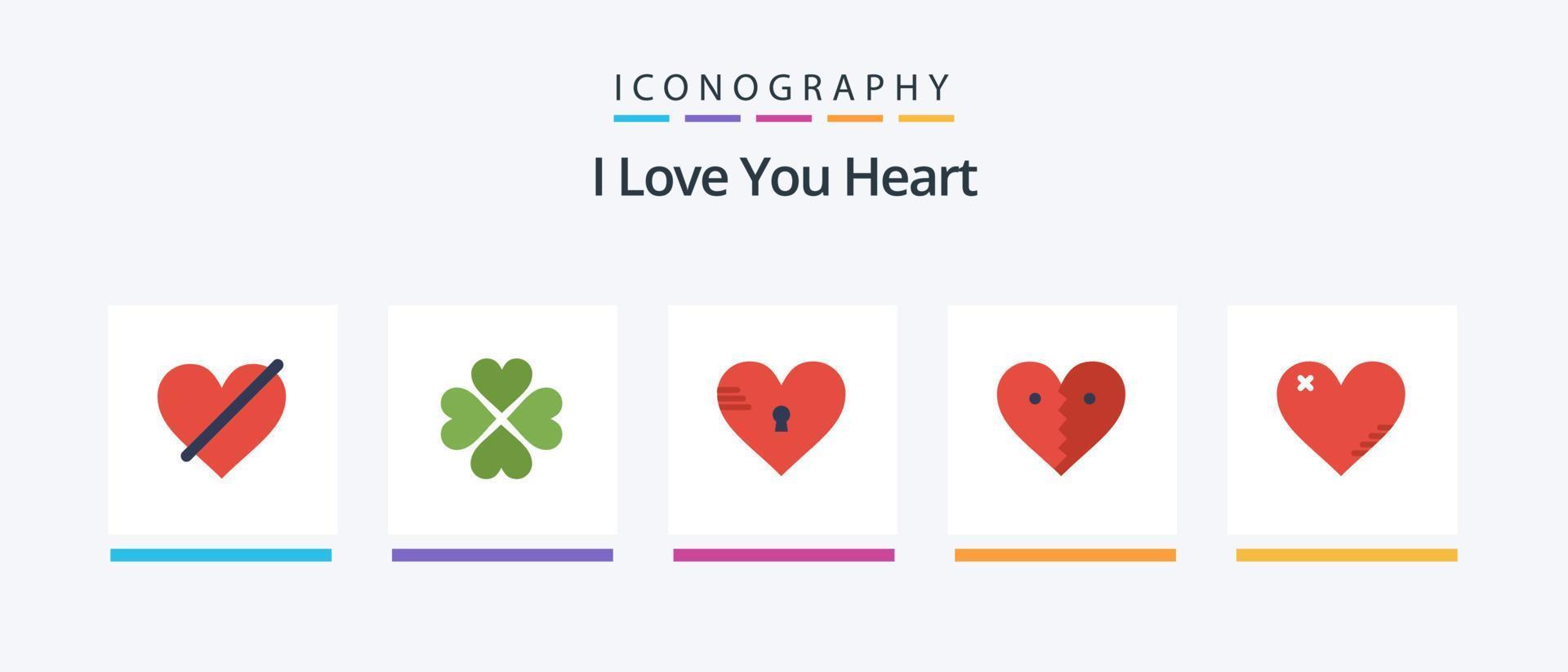Heart Flat 5 Icon Pack Including heart. like. like. love. secure. Creative Icons Design vector
