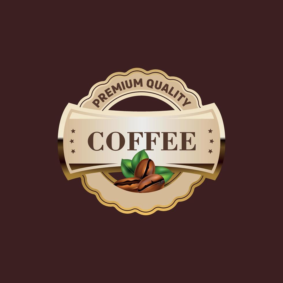 vector beige coffee label isolated on brown background