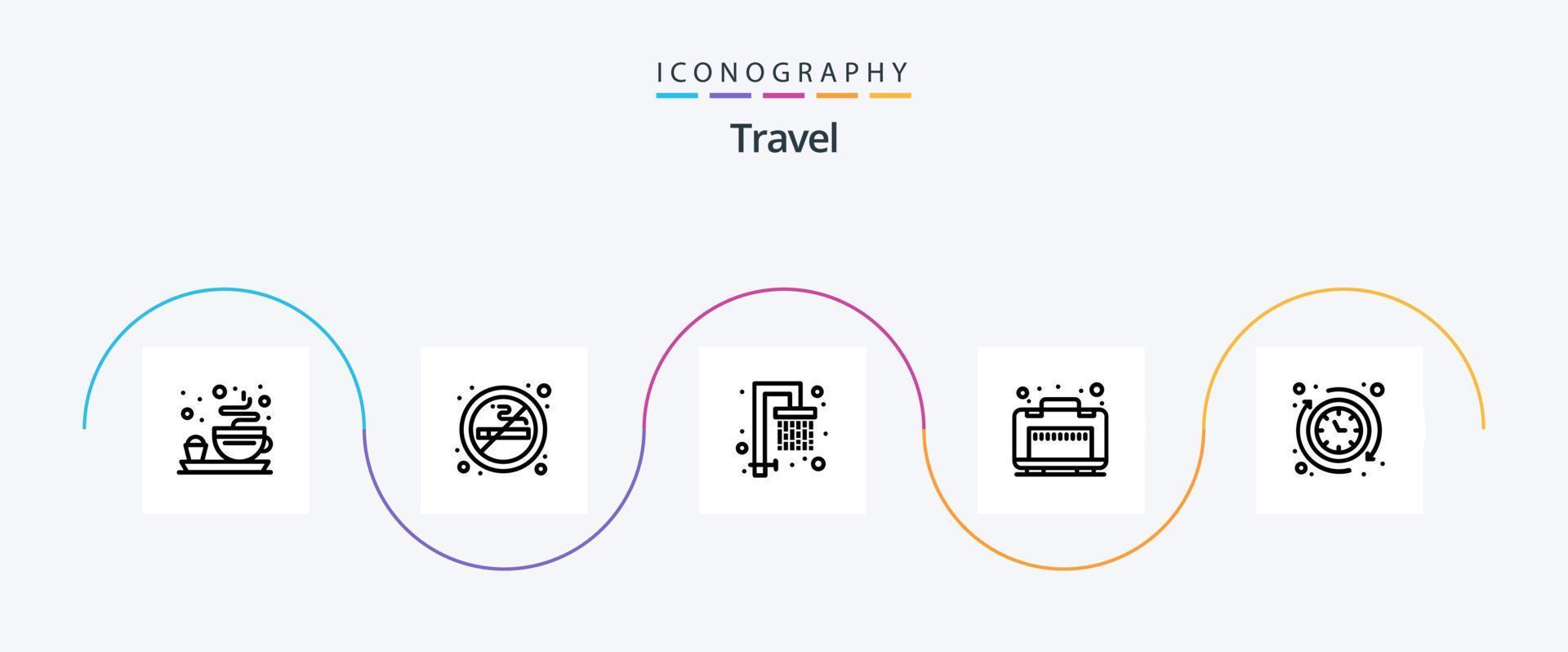 paquete de iconos de la línea de viaje 5 que incluye. horas. agua. reloj. viajar vector