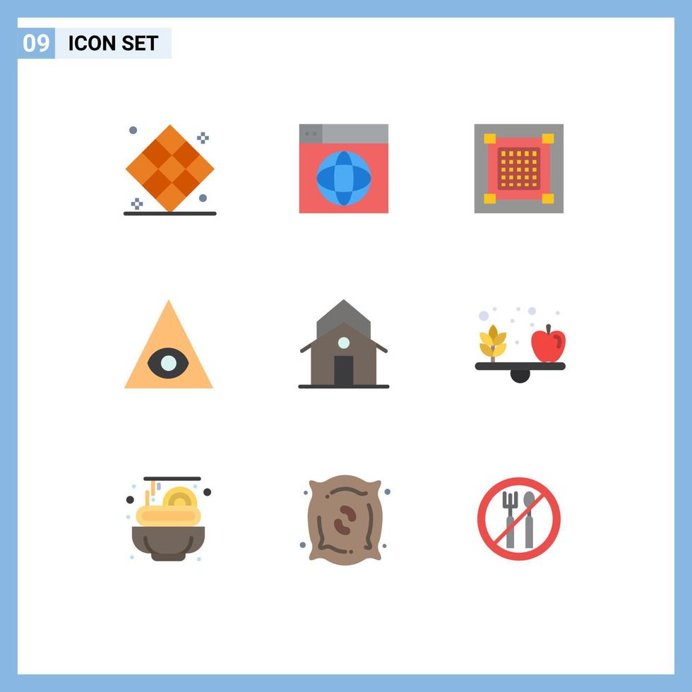 Stock Vector Icon Pack of 9 Line Signs and Symbols for pyramid eye globe grid designer Editable Vector Design Elements
