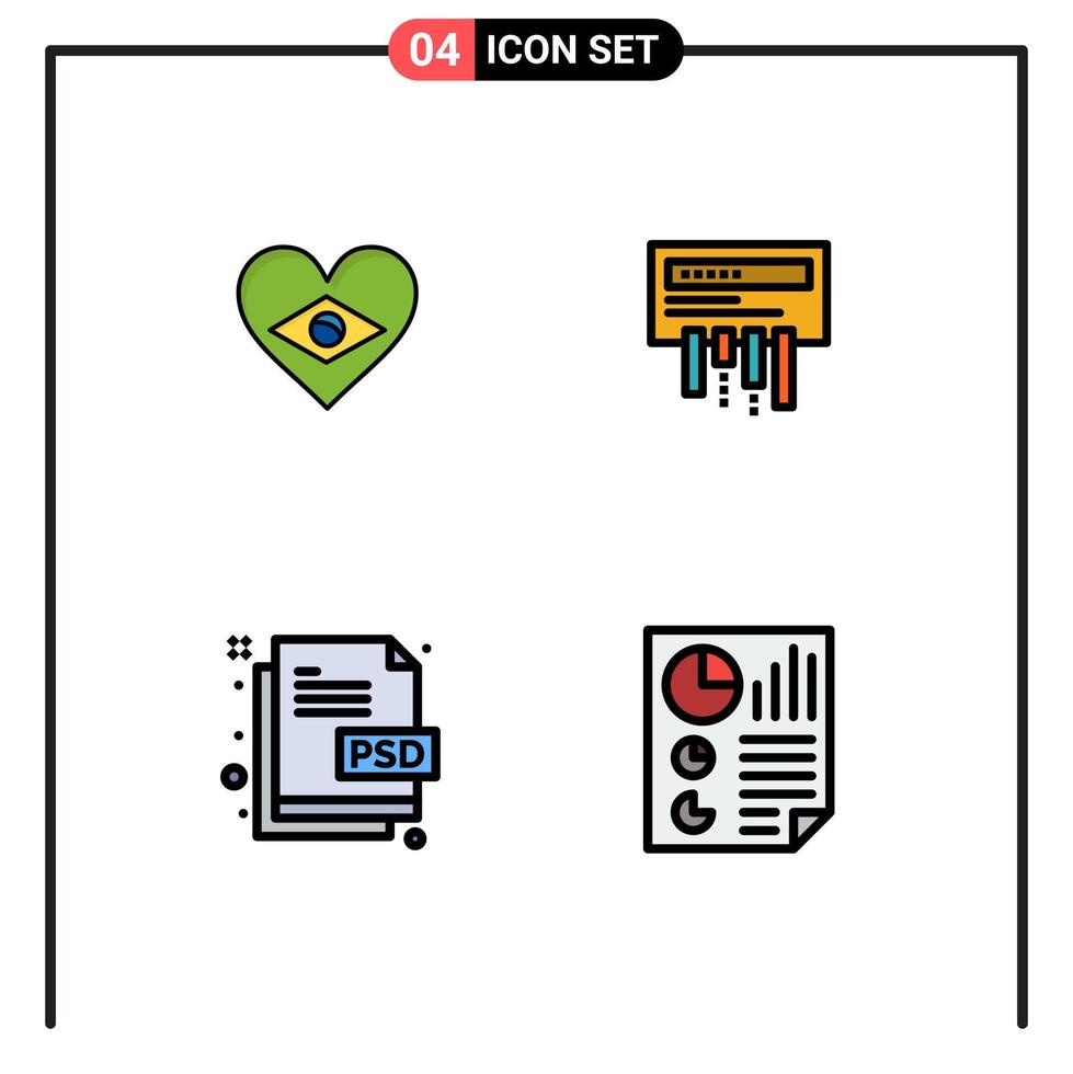 Stock Vector Icon Pack of 4 Line Signs and Symbols for heart design love wifi file Editable Vector Design Elements