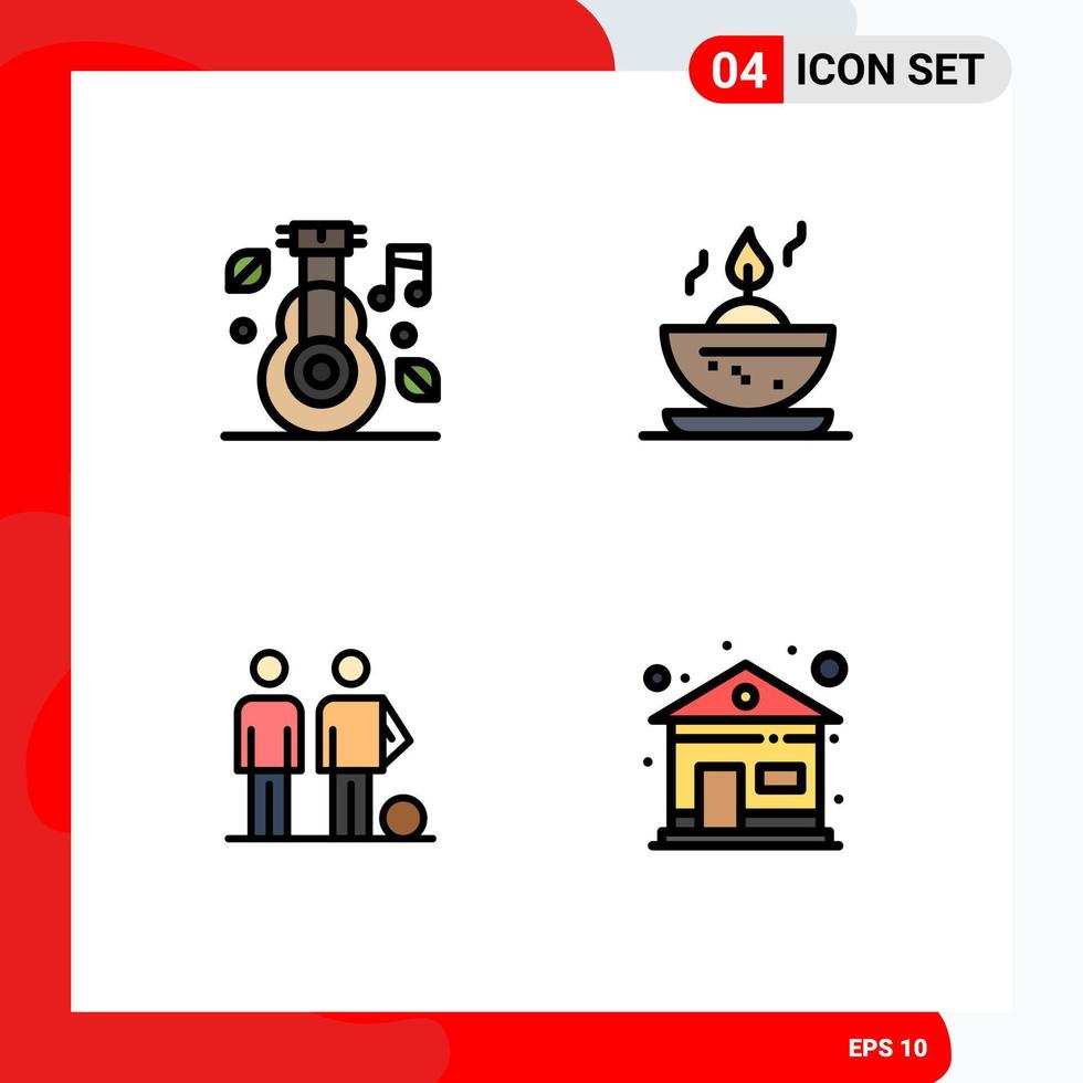 Pictogram Set of 4 Simple Filledline Flat Colors of alternative ball medicine candle friends Editable Vector Design Elements