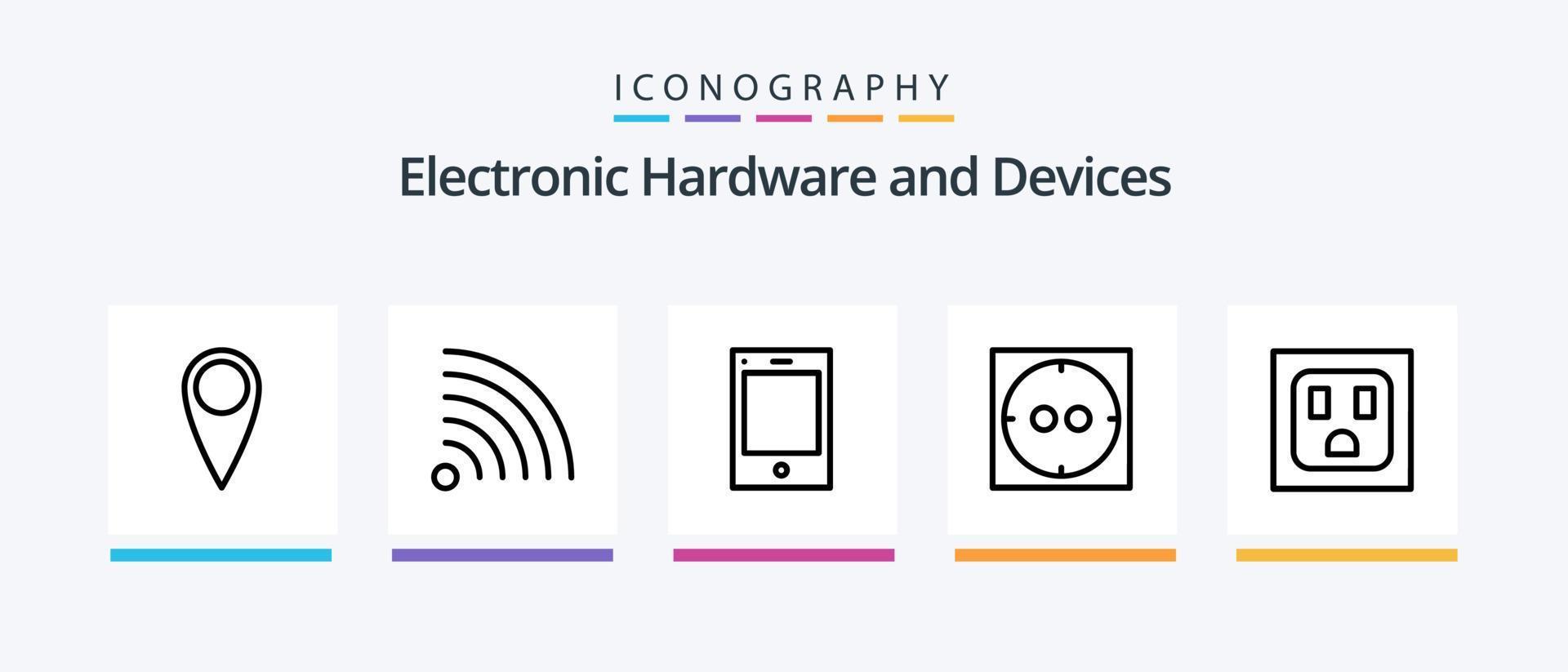 Devices Line 5 Icon Pack Including . ipad. remote. Creative Icons Design vector