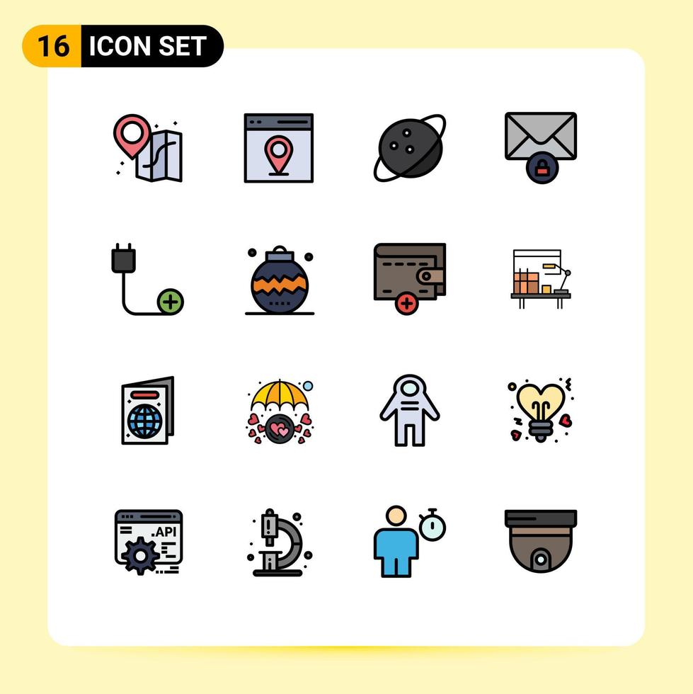 16 Creative Icons Modern Signs and Symbols of hardware cord saturn computers private Editable Creative Vector Design Elements